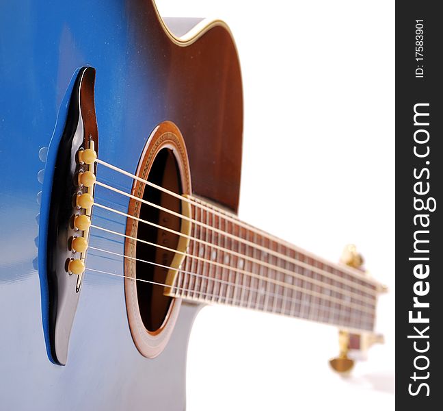 Blue six string acoustic guitar. Blue six string acoustic guitar