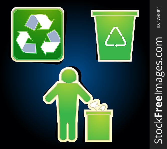 Illustration of recycle icons with isolated background