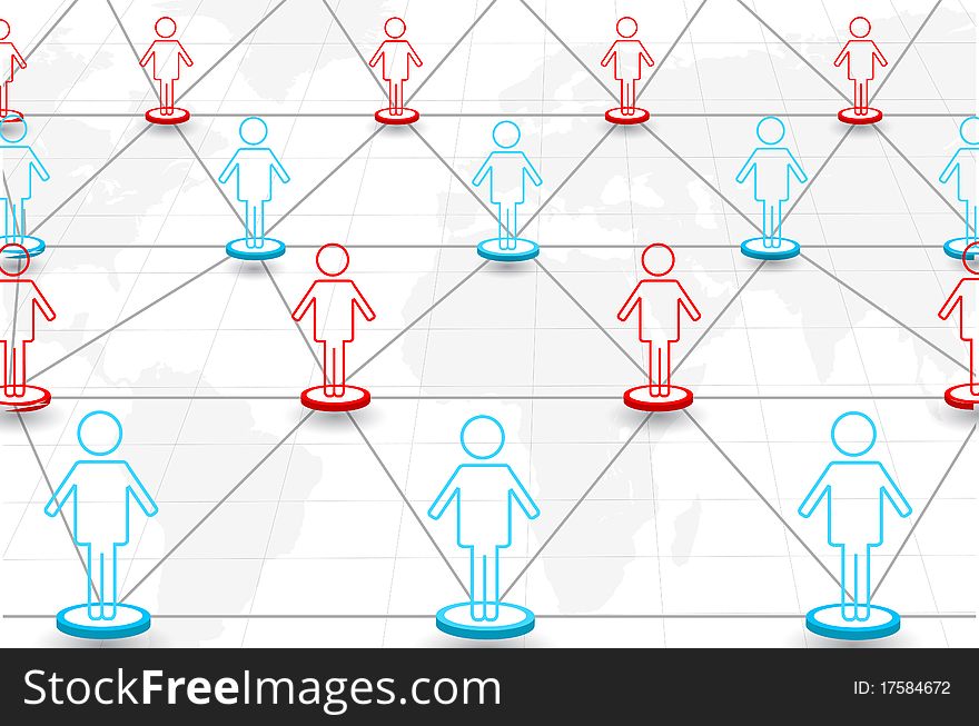 Illustration of networking on white background