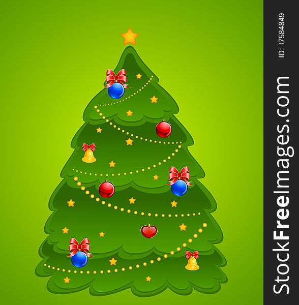 Green background with fir-tree illustration for a design