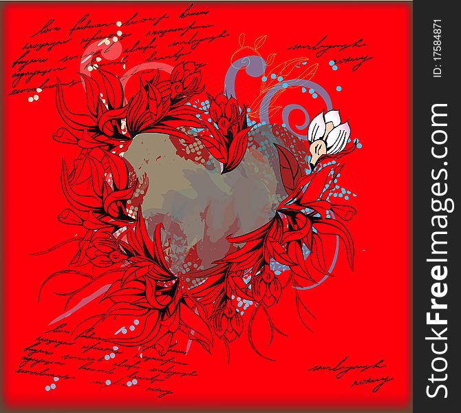 Colorful template with heart. Universal template for greeting card, web page, background