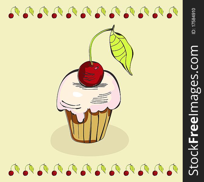 Cupcake. Universal template for greeting card, web page, background