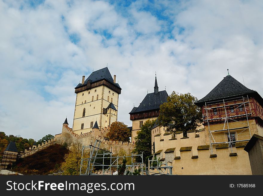 View of the Karlstejn Castle in Czech Republic.