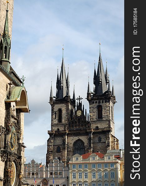 View of one of the most important churches in Prague, Czech Republic. View of one of the most important churches in Prague, Czech Republic.