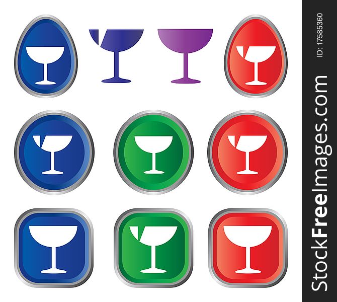 Illustration of drink glass icon series