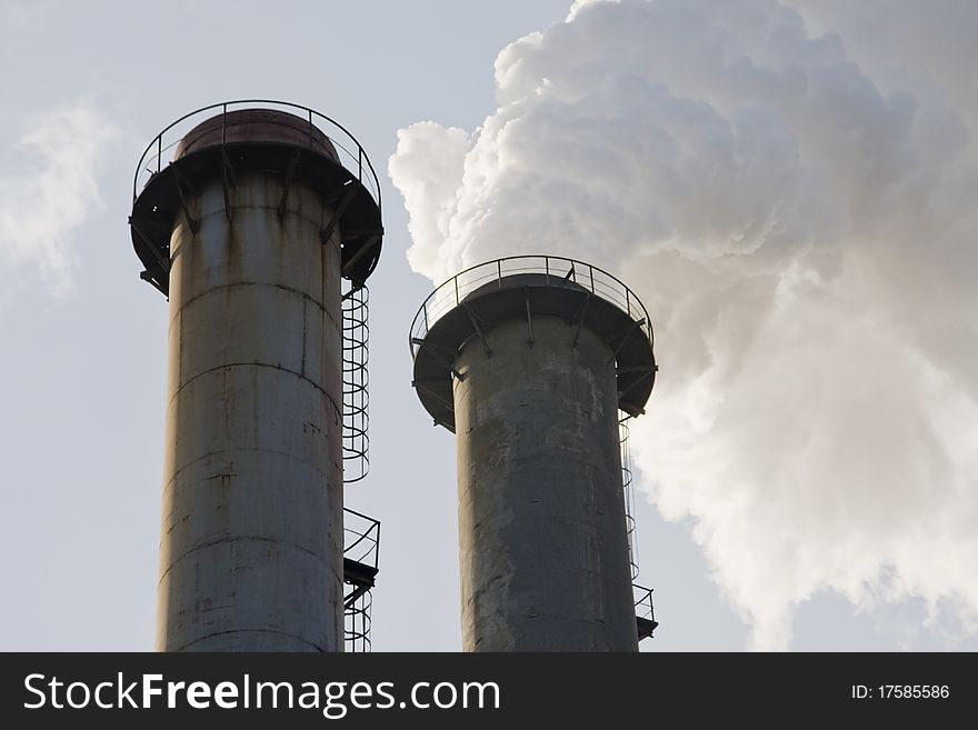 The chimney of a cogeneration plant. The chimney of a cogeneration plant