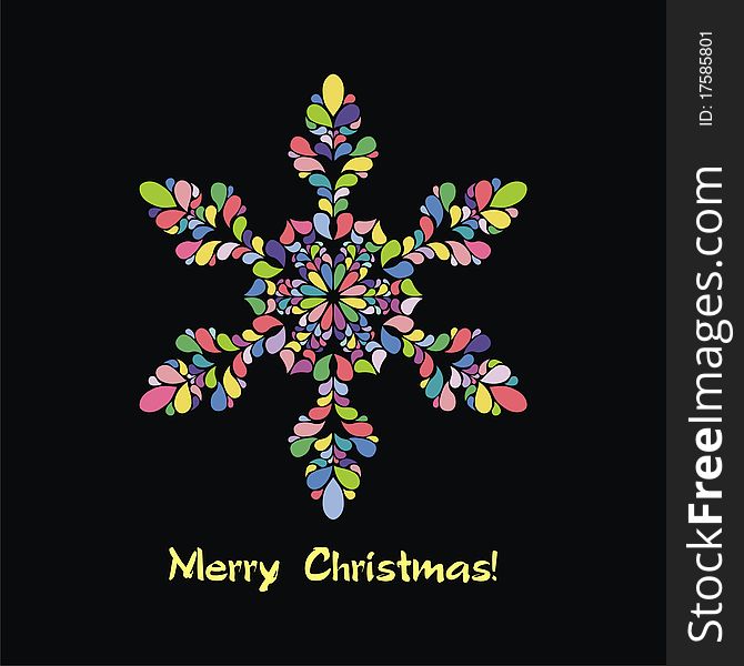 Colorful snowflake on black background. Vector illustration. Colorful snowflake on black background. Vector illustration