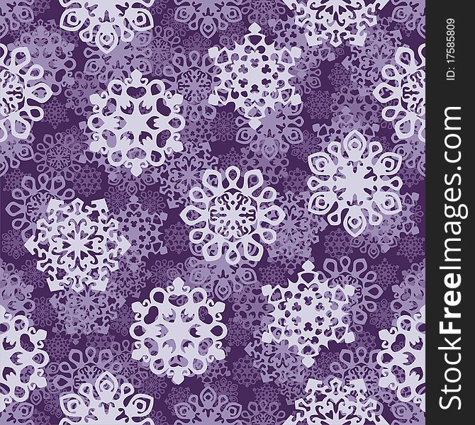 Seamless  with violet snowflakes. Vector illustration