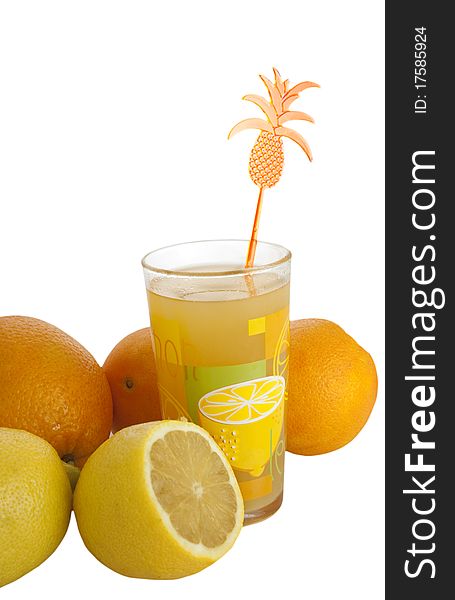 Glass with citrus juice isolated