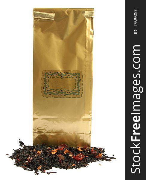 Golden Tea Pack With Blank Vintage Label