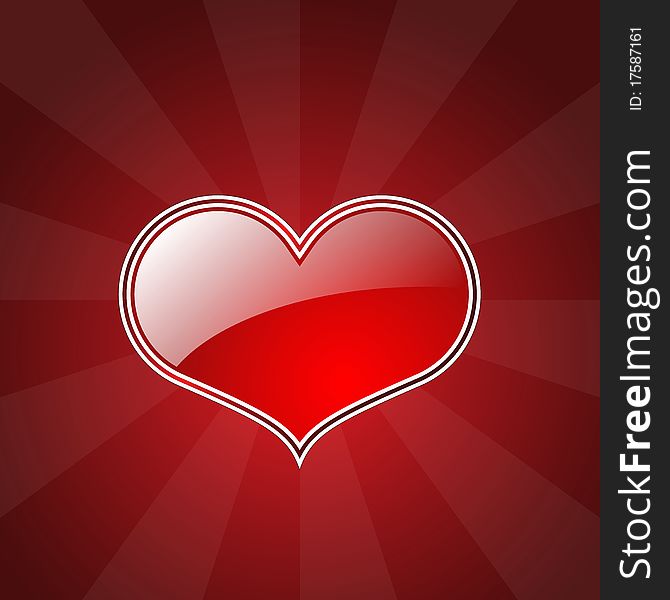 Heart shape on a red gradient background. Heart shape on a red gradient background