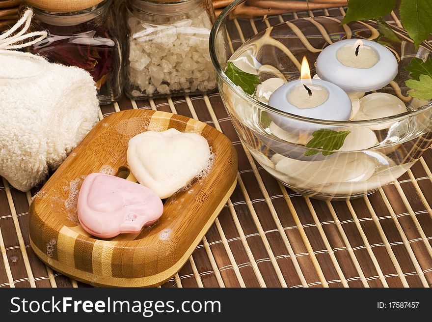 Natural soap and candle  still life