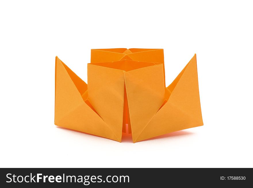 Steam boat folded from letter sized orange paper. Steam boat folded from letter sized orange paper