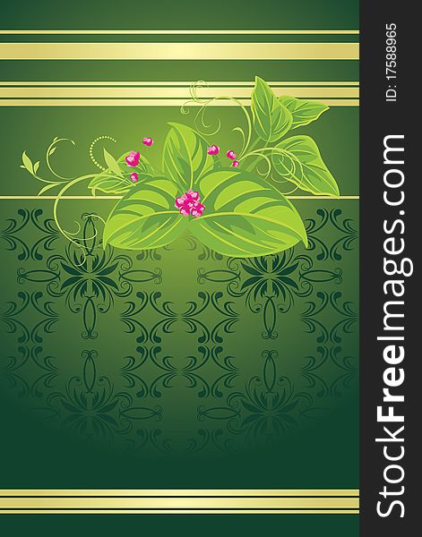 Spring bouquet on the decorative background. Illustration