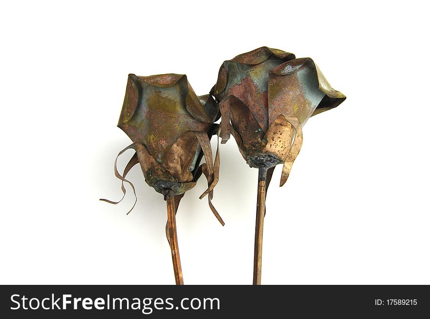 Two Metal Rose Decorations