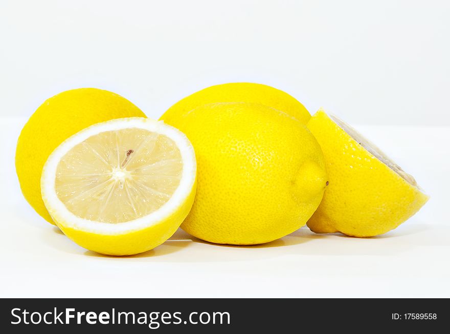 The lemon fruits with white background. The lemon fruits with white background