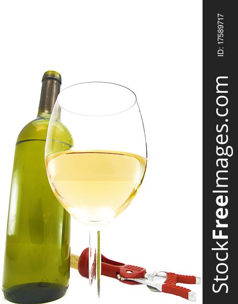 Glass of wine on white background