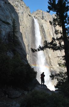 Man And Nature - Yosemite Waterfall Stock Photography Man And Nature - Yosemite Waterfall Stock Photography