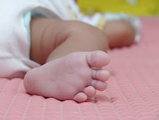 Sleeping Baby S Foot Stock Photo