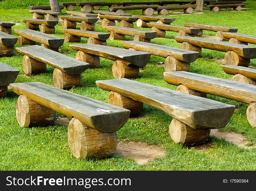 Outdoor wood seating