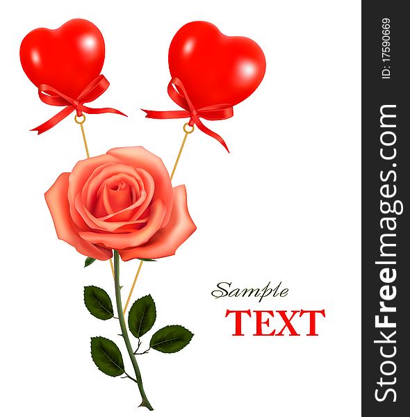 Beautiful red rose with a bow. Vector