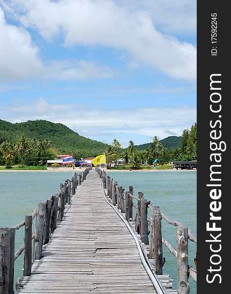 Ferry wood bridge to the Thai shore. Ferry wood bridge to the Thai shore