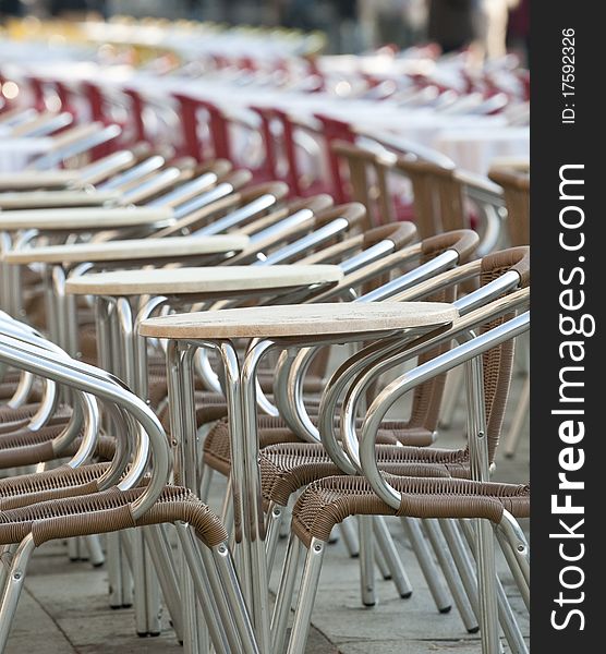 Outdoor cafe tables and chairs