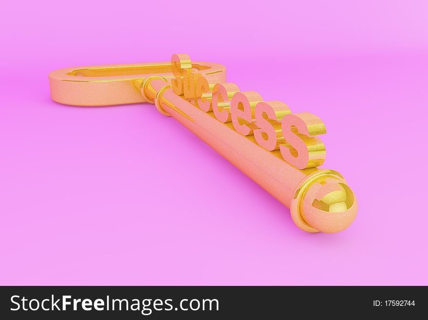 Three dimensional rendering success golden key. Three dimensional rendering success golden key