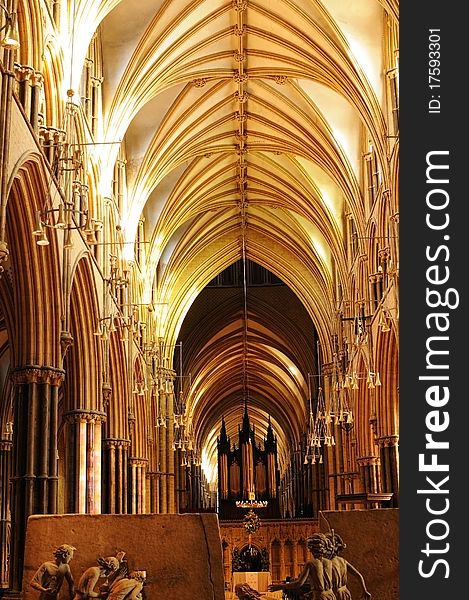 Inside view of Lincoln Cathedral, England. Inside view of Lincoln Cathedral, England