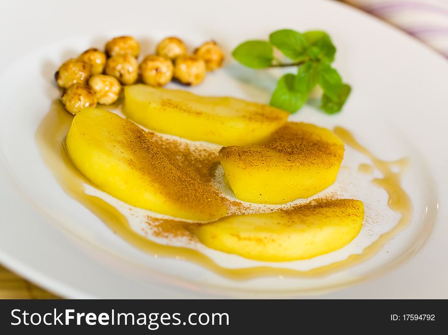 Compote Of Pears , With Caramelized Hazelnuts