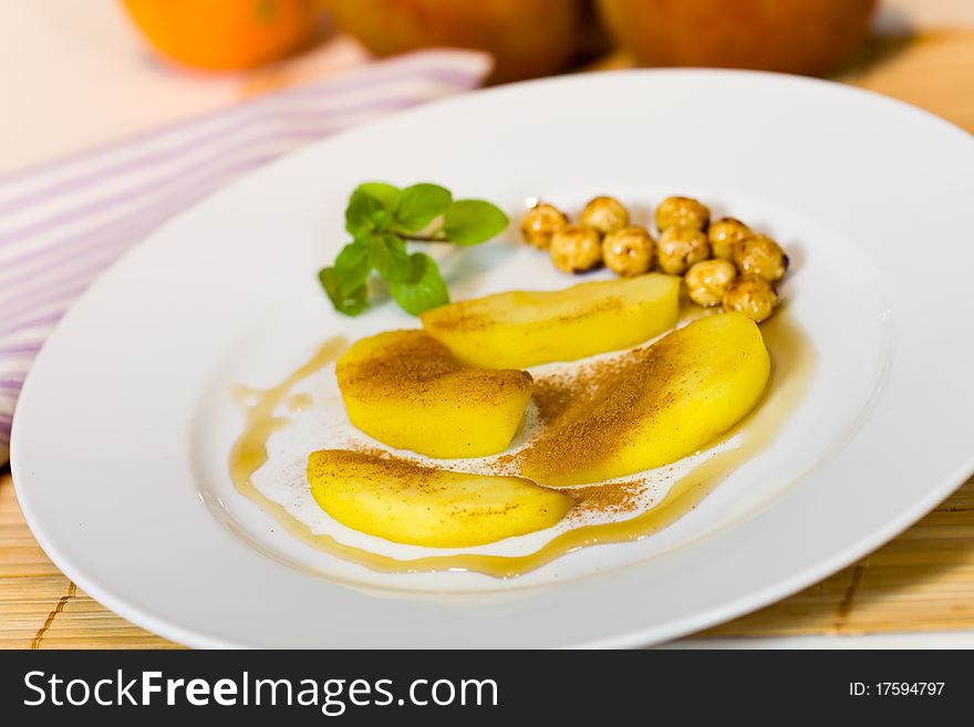 Compote of Pears , with caramelized hazelnuts