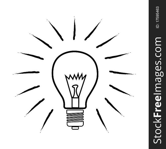 Illustration of sketchy bulb on white background