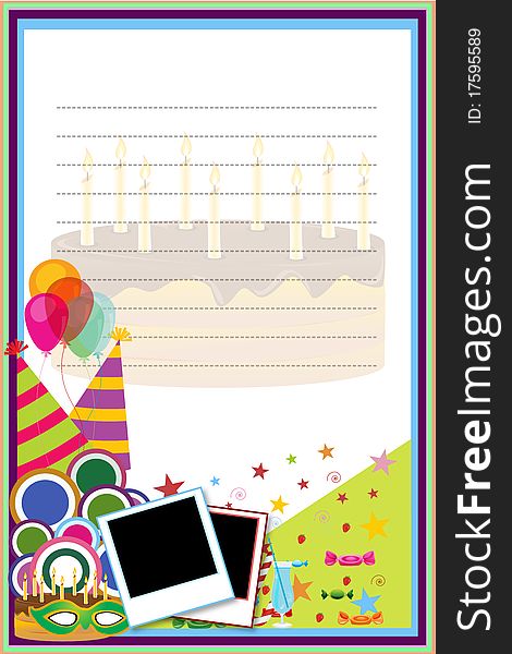 Illustration of birthday card with isolated background