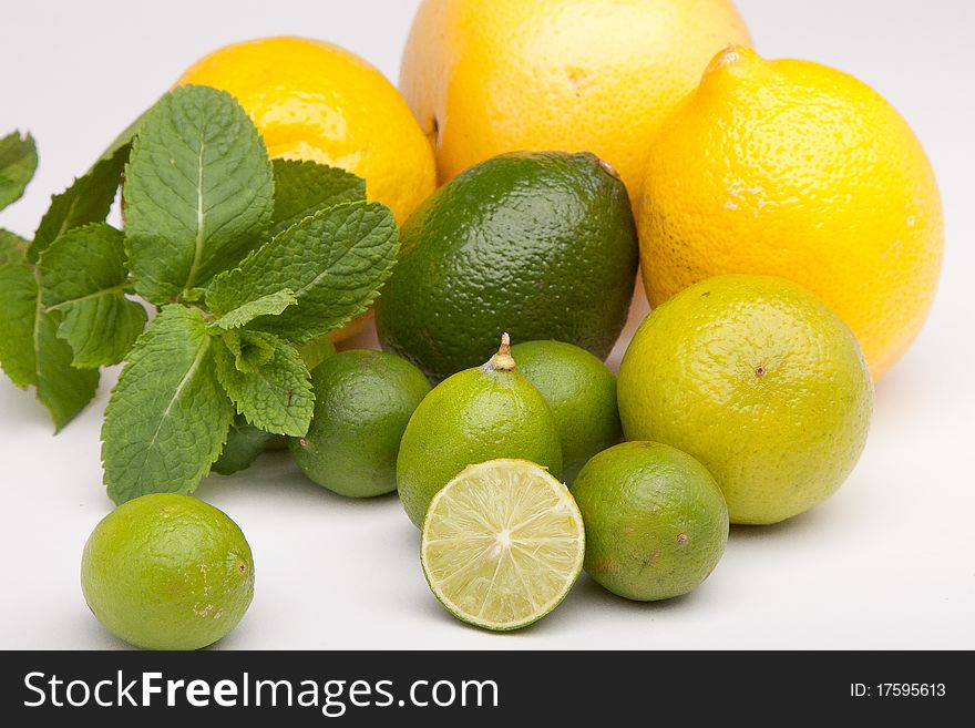 Lemons and limes fruits composition