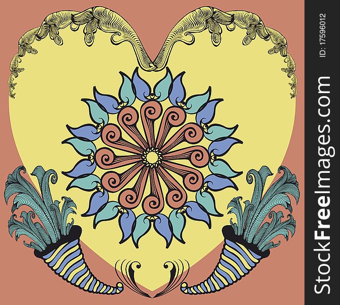 Vector illustration - the pattern in the Rococo and Baroque styles with elements of flowers and leaves. Vector illustration - the pattern in the Rococo and Baroque styles with elements of flowers and leaves