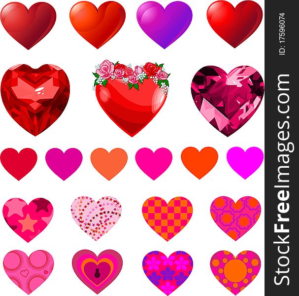 Set of Different Hearts