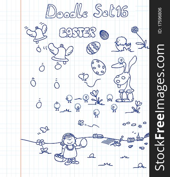 Funny doodle set with easter theme. Funny doodle set with easter theme