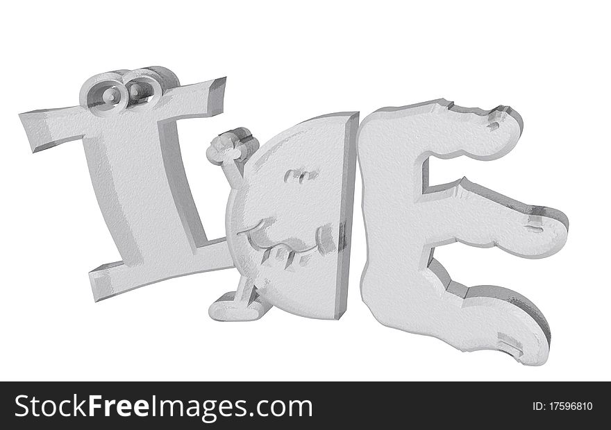Funny frozen ICE font in 3D. Funny frozen ICE font in 3D