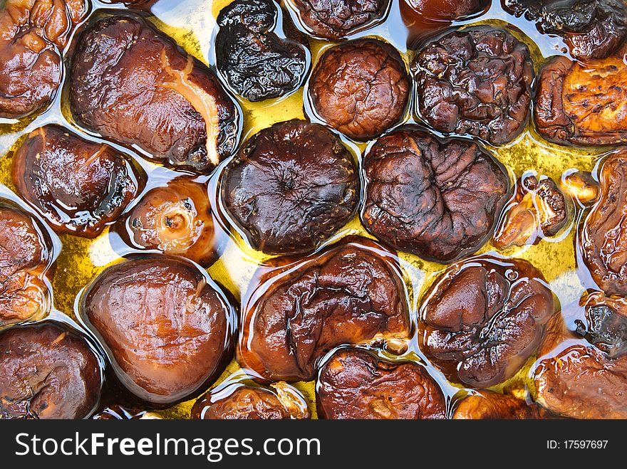 Chinese mushroom in boil oil.