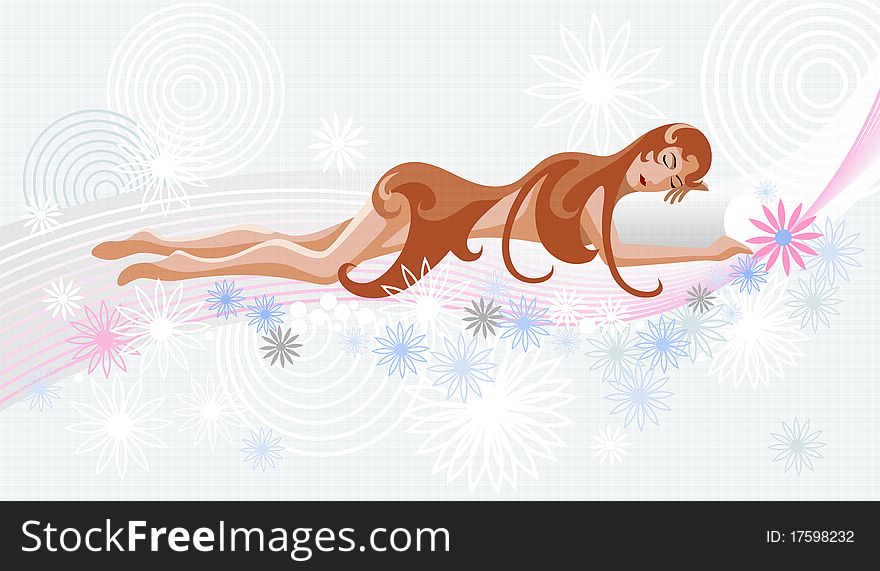 Illustration of the half-naked woman sleeping. Illustration of the half-naked woman sleeping.