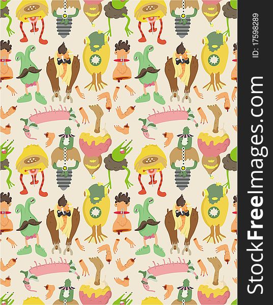 Seamless monster pattern,vector drawing