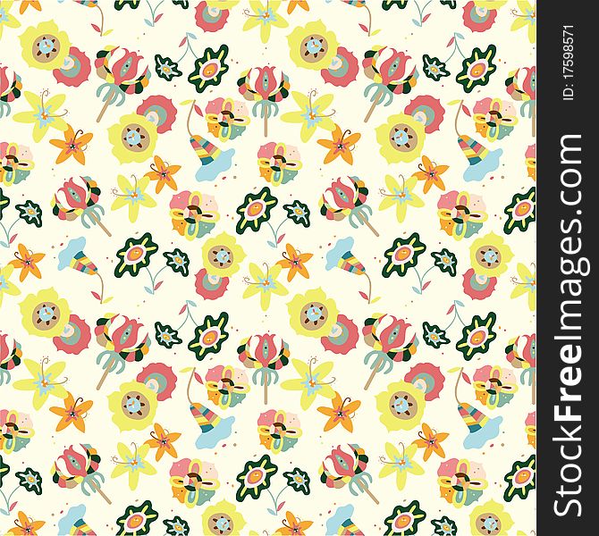 Seamless flower pattern,vector drawing