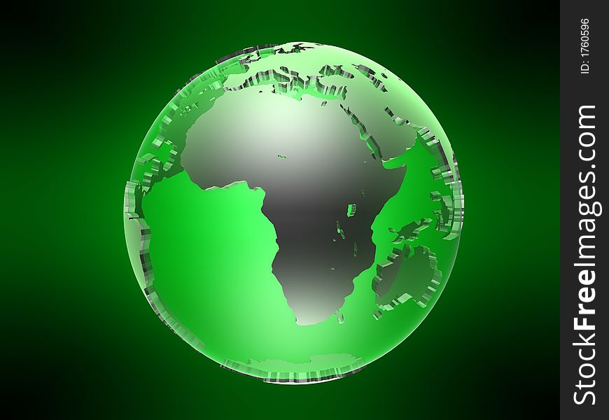 3d rendered green and silver globe illustration