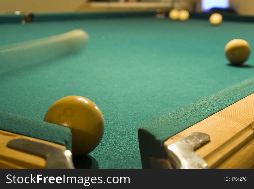 Shooting a game of poor or billiards