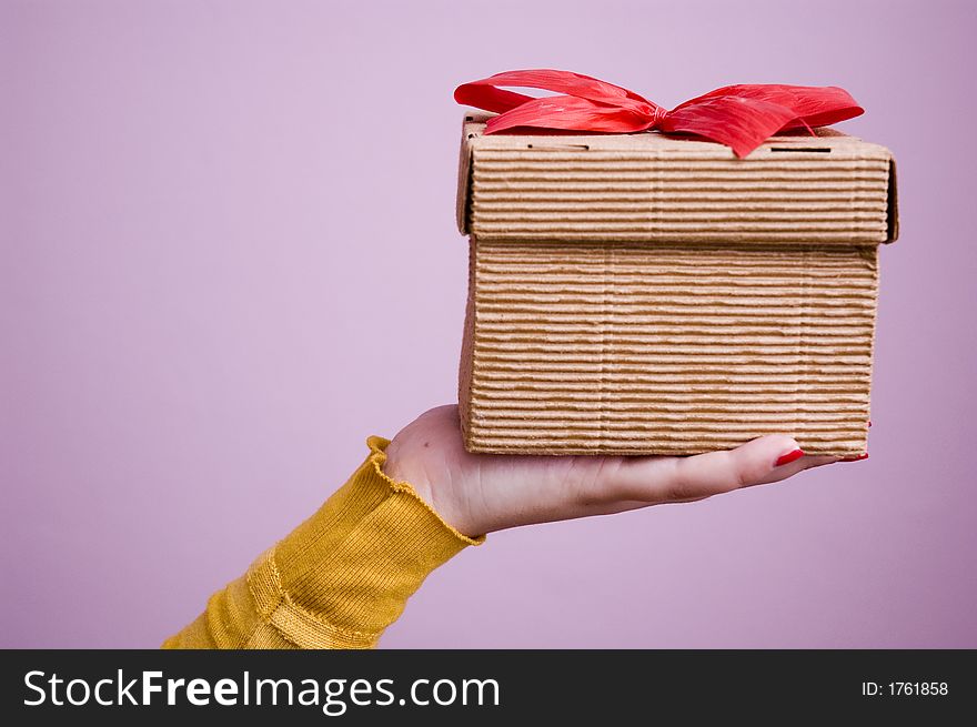 Portrait Of A Young Woman Holding A Christmas Gifts