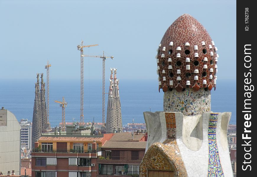 Sagrada familia barcelona spain sea sky