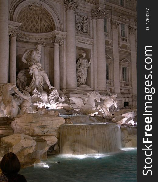 Vertical shot of the Fontana di Trevi