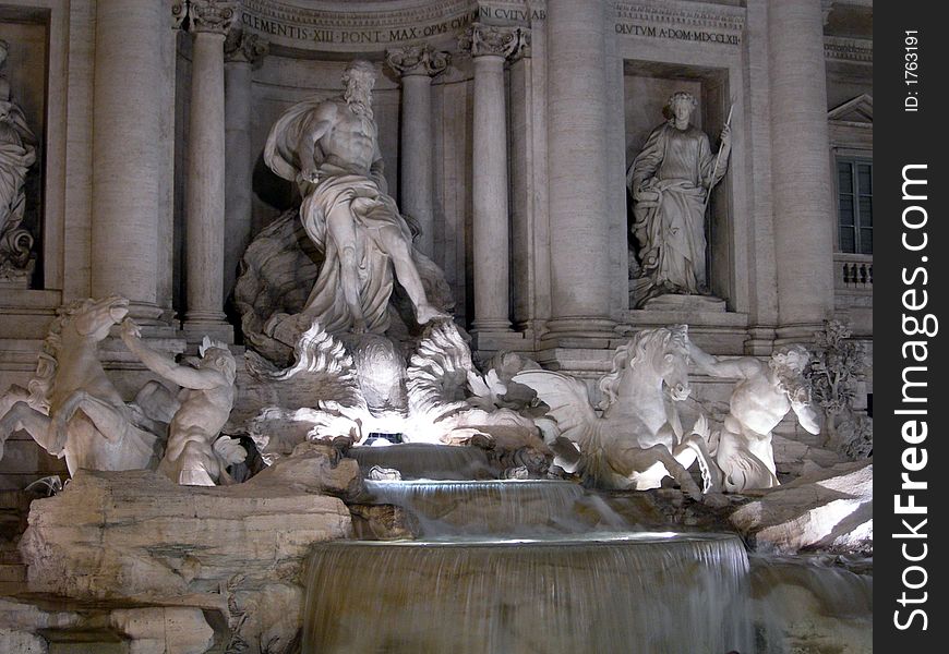 Horizontal shot of the Fontana di Trevi. Horizontal shot of the Fontana di Trevi.