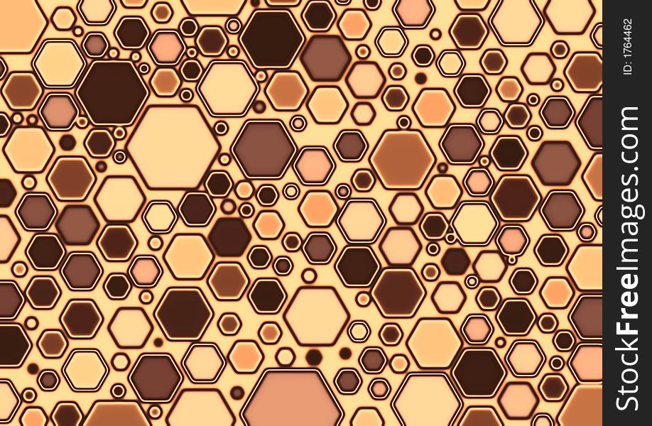 Abstract hexagon brown/cream background. Abstract hexagon brown/cream background
