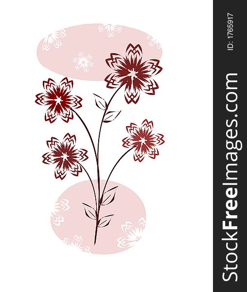 Flower design in red, calligraphy. Flower design in red, calligraphy